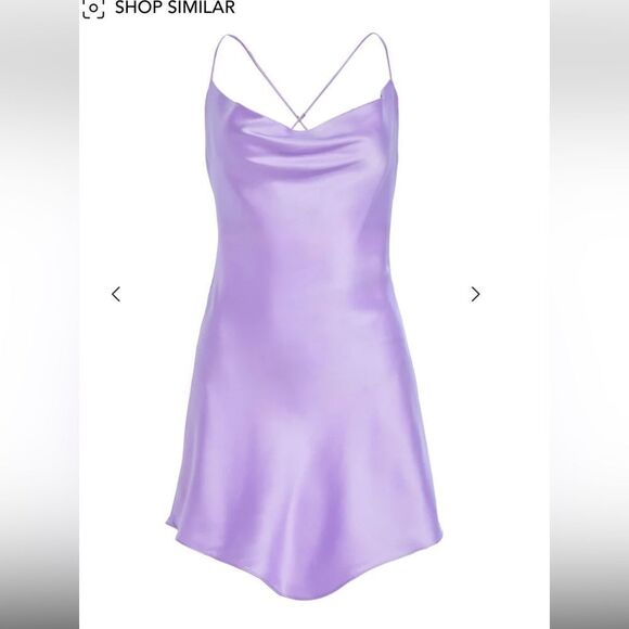 NWT SER.O.YA PRACILLA SILK MINI DRESS purple draped slip strappy S - Picture 1 of 8